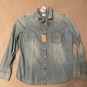 J Crew Chambray button up blouse size Large